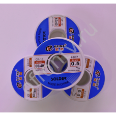 Припой KAINA 63% олово,  2% канифольного активированного флюса  CF-10, D=0.5мм,  100 гр. катушка, 190 °C